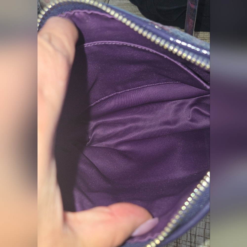 COACH POPPY, PURPLE PLAID SEQUIN- EUC - Picture 7 of 9